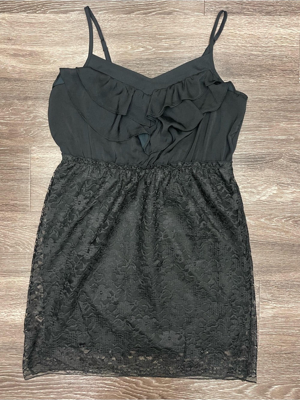 Target Black Lace Ruffle Cami Mini Dress